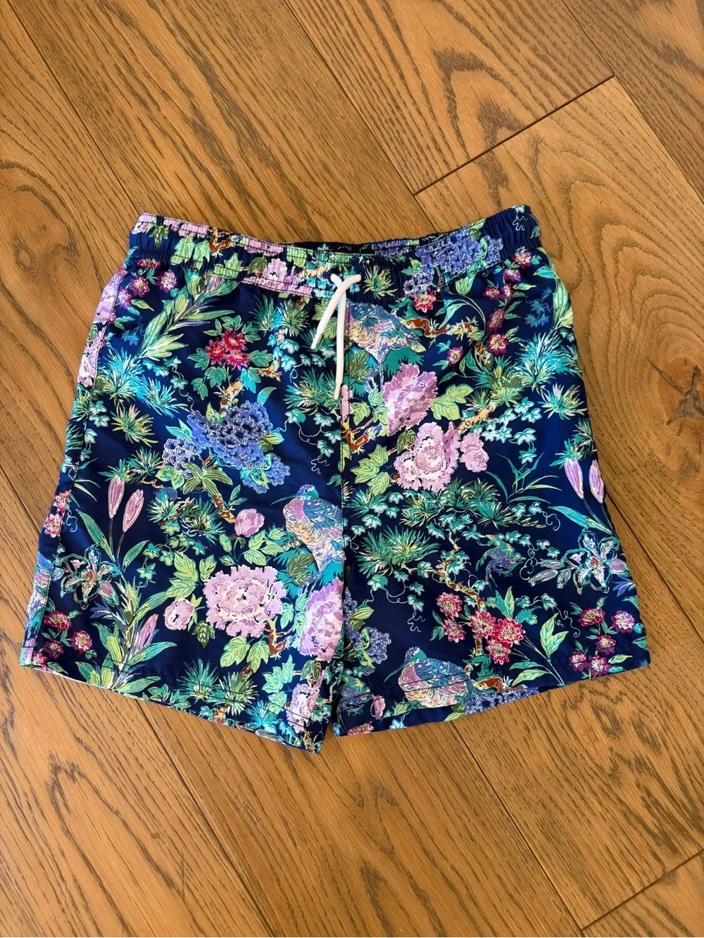 Janie and Jack Navy Floral Drawcord Athletic Shorts